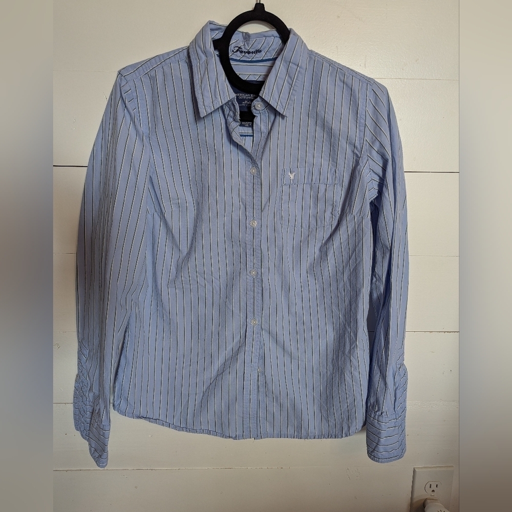 American Eagle Outfitters Women's Long Sleeve Light Blue Size 10